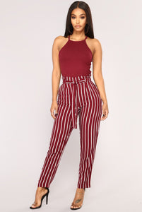 Striped High Waist Pants - Secret Apparel