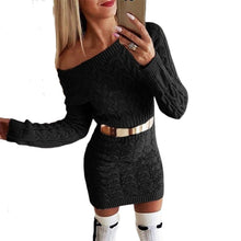 Load image into Gallery viewer, Knitted Off Shoulder Dress - Secret Apparel
