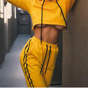 Yellow Crop Top and Joggers Set - Secret Apparel