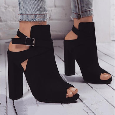 Black Open Toe High Heel Shoes - Secret Apparel