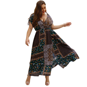 Plus size Printed Maxi Dress - Secret Apparel