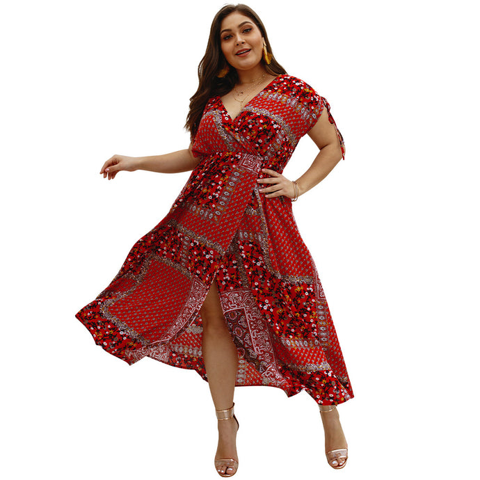 Plus size Printed Maxi Dress - Secret Apparel