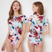 Load image into Gallery viewer, One-Piece Short Sleeve Swimsuit - Secret Apparel
