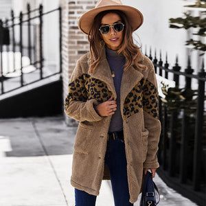 Warm Fur Animal Print Patch Coat - Secret Apparel