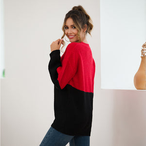 Colour Block  Loose Jumper Top - Secret Apparel