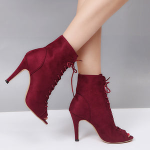 Open Toe High Heel Boots - Secret Apparel