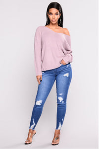 High Waist Slim Ripped Pants - Secret Apparel