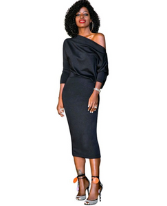 Batwing Off Shoulder Party Dress - Secret Apparel