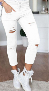 Ripped Casual Skinny Pants - Secret Apparel