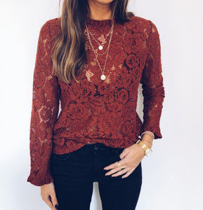 Lace full sleeves blouse top - Secret Apparel