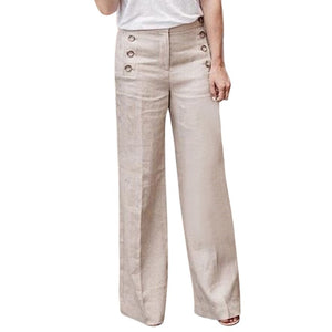 Buttoned Wide Leg Pants - Secret Apparel