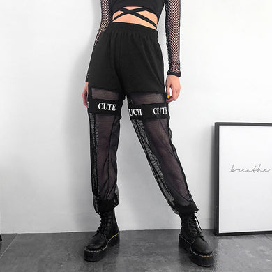 Mesh Hollow Hip-hop Trousers - Secret Apparel