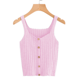 Button-Up Knitted Cami Top - Secret Apparel