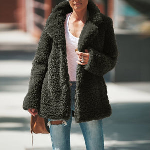 Long Sleeve Faux Fur Coat Jacket - Secret Apparel