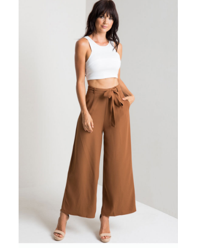 High Waist Wide Leg Trousers - Secret Apparel