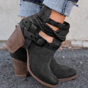 Block Heel Ankle Boots - Secret Apparel