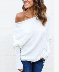 One-Shoulder Long Sleeve Sweater - Secret Apparel