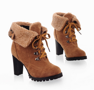 Fur Lined Ankle Boots - Secret Apparel