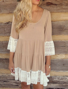 Tiered Loose Lace Hem Dress - Secret Apparel