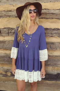 Tiered Loose Lace Hem Dress - Secret Apparel