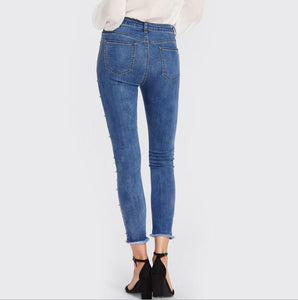 Pearl Beaded Skinny Jeans - Secret Apparel