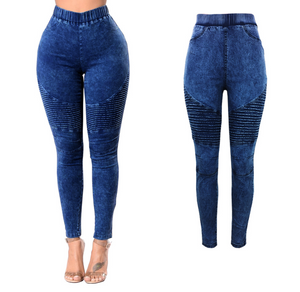 High waist elastic waist jeans - Secret Apparel