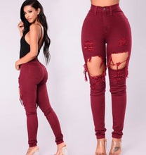 Load image into Gallery viewer, Red Skinny ripped jeans - Secret Apparel
