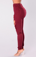 Load image into Gallery viewer, Red Skinny ripped jeans - Secret Apparel
