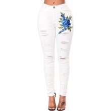 Load image into Gallery viewer, Embroidered Flower Denim Jeans - Secret Apparel
