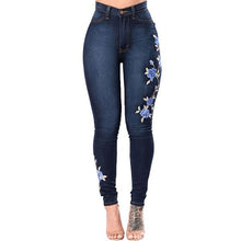 Load image into Gallery viewer, Embroidered Flower Denim Jeans - Secret Apparel
