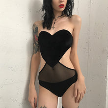 Load image into Gallery viewer, Velvet Mesh Bodysuit - Secret Apparel
