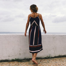 Load image into Gallery viewer, Chiffon Striped Midi Dress - Secret Apparel
