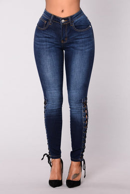 Lace-Up Jeans Pants - Secret Apparel