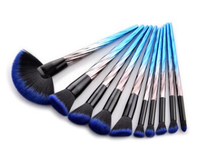 10pcs Pro Makeup Brush Set Blue - Secret Apparel