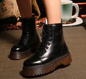 Chunky Sole Biker Boots - Secret Apparel