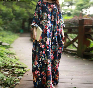 Cotton Printed Loose Casual Dress - Secret Apparel