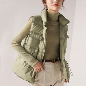 Drawstring Winter Women Gilet Jacket - Secret Apparel