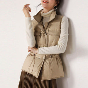 Drawstring Winter Women Gilet Jacket - Secret Apparel