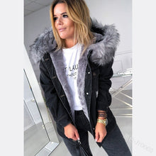 Load image into Gallery viewer, Hooded Fur Denim Jacket - Secret Apparel
