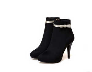 High Heel Suede Bow Boots - Secret Apparel