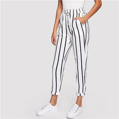 Striped Casual Pencil Trousers - Secret Apparel