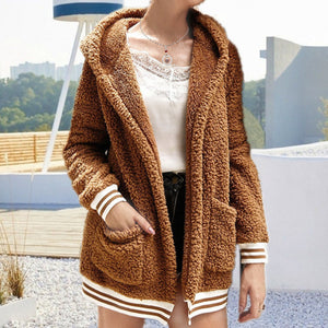 Hooded Thick Plush Coat - Secret Apparel