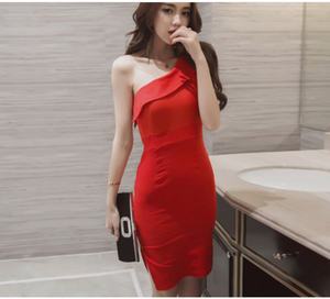 One Shoulder Split bodycon dress - Secret Apparel