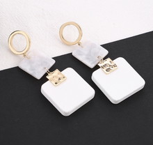 Load image into Gallery viewer, Square Wood Earrings - Secret Apparel
