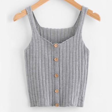 Button-Up Knitted Cami Top - Secret Apparel