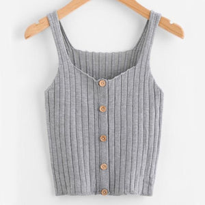 Button-Up Knitted Cami Top - Secret Apparel