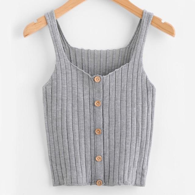 Button-Up Knitted Cami Top - Secret Apparel