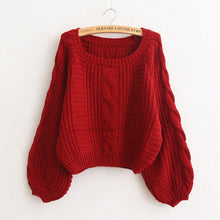 Load image into Gallery viewer, Loose Fit Long Lantern Sleeve Knitted Sweater - Secret Apparel
