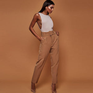 High Waist Straight Trousers - Secret Apparel