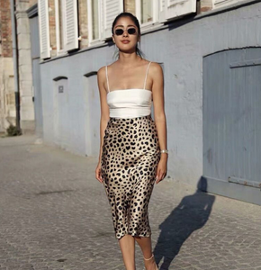 Leopard Print Midi Skirt - Secret Apparel